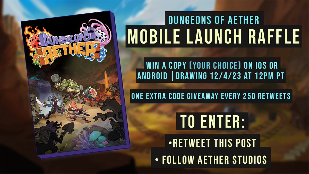 Want to win a copy of the brand new mobile version of Dungeons of Aether? We're holding a giveaway to celebrate launch week! To enter:

📢 Retweet this post
♥️ Follow our account