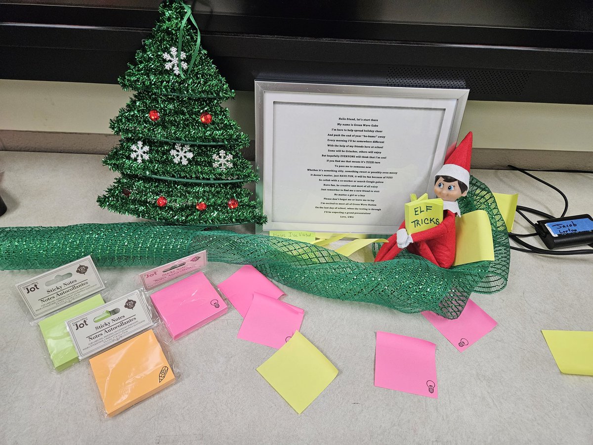 fosterk25's tweet image. Green Wave Gabe was full of mischief Monday night! We didn't like the mess but welcomed him to visit! #greenwavepride #ElfOnTheShelf
