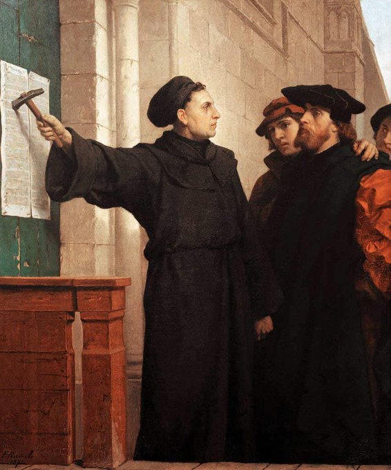 Luther hammers his 95 theses to the door (1872) by 🇩🇪🇧🇪 Ferdinand Pauwels (1830–1904) 