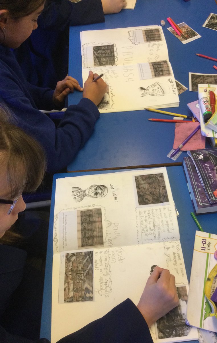Year 6 have begun looking at the role of war artists and the work of Paul Nash. We looked at examples of his work, and then focused on ‘Men Marching at Night’. We started to draw and understand one point perspective with a single vanishing point. Great work everyone!