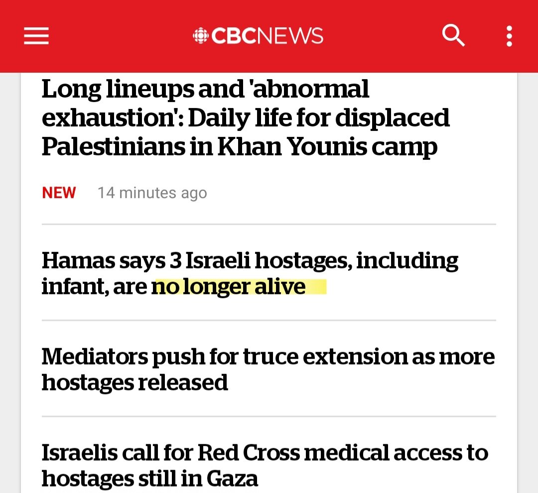 Those 3 hostages were a mother, her 4yr old son, and her 10 month old baby. They are dead because they were kidnapped by Hamas terrorists. No one carries more water for Hamas terrorists than the CBC. @CBC @CBCNews @PresidentCBCRC