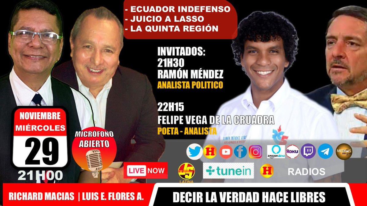 RamonHabacuk's tweet photo. Esta noche estaremos en @Hechostvecuador  analizando la nueva realidad política del Ecuador y Latam desde la perspectiva nuestra ¡La perspectiva migrante! https://t.co/S7PCOdBUc4