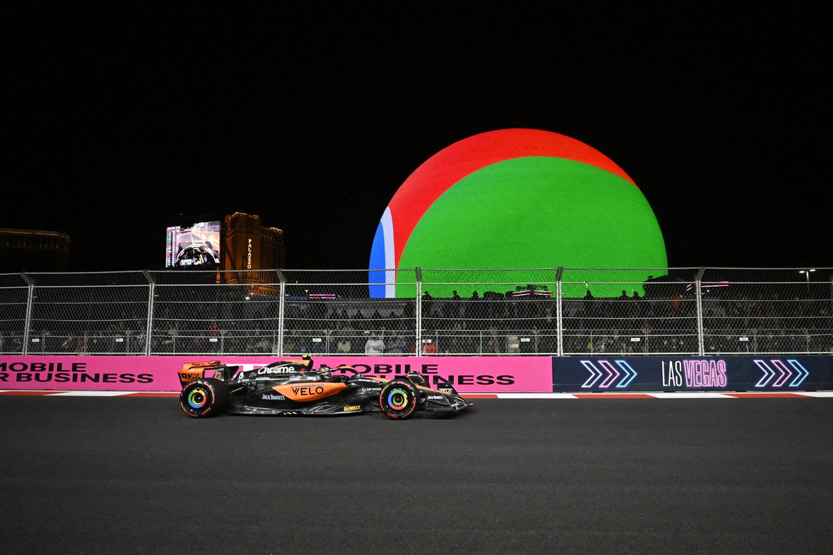 F1LasVegas's tweet photo. We’re simply not over #F1 cars driving past @SphereVegas 🔮

#LasVegasGP https://t.co/sCWzGnQmWu