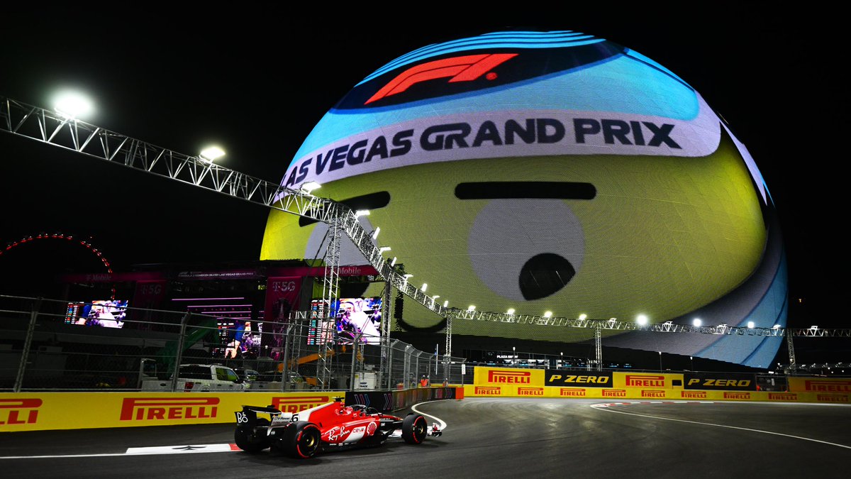 F1LasVegas's tweet photo. We’re simply not over #F1 cars driving past @SphereVegas 🔮

#LasVegasGP https://t.co/sCWzGnQmWu