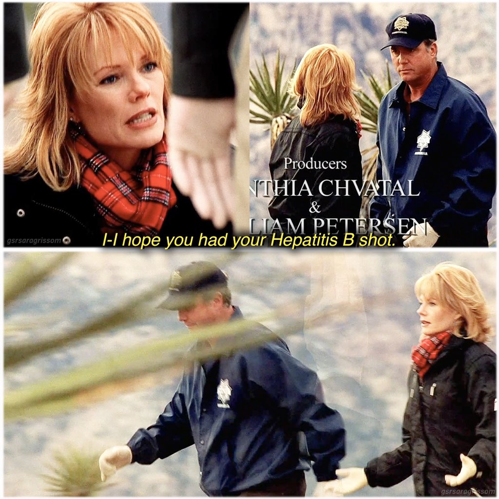 gsrsaragrissom's tweet photo. “1-I hope you had your Hepatitis B shot…” Lol

#csi #csilasvegas #gilgrissom #williampetersen #catherinewillows #marghelgenberger #csivegas https://t.co/7WfsNaRaF1