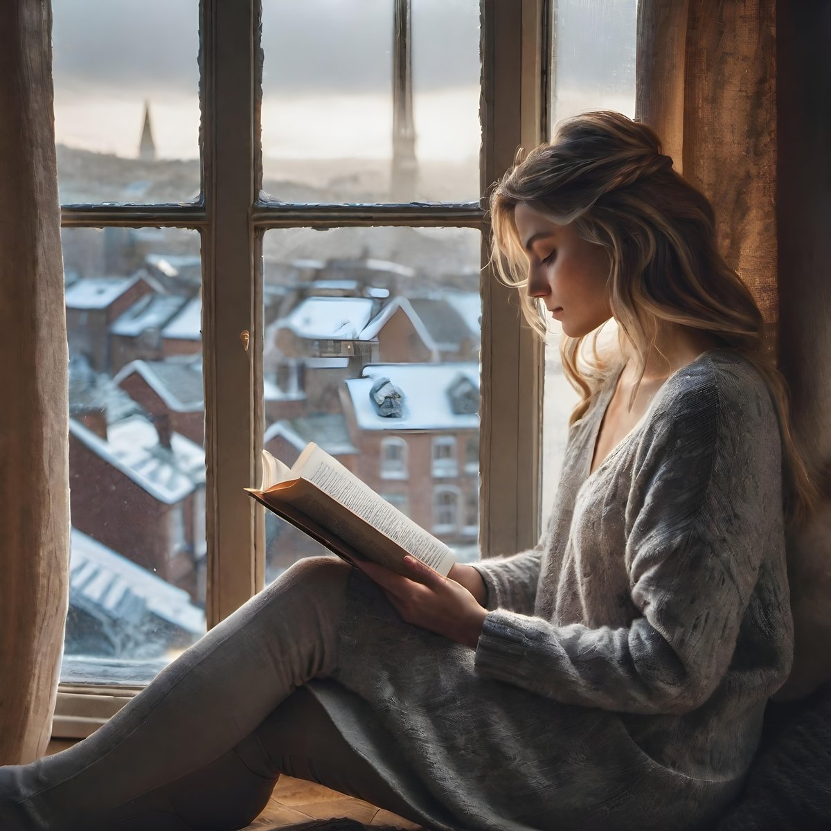zero2zedGaming's tweet image. A Cosy Read With A Winters View #Winter #WinterView #Reading #Cosy #books #AI #AIArt #AIArtworks #DigitalArt #MachineLearning #AIArtCommuity #aiartist #windowview