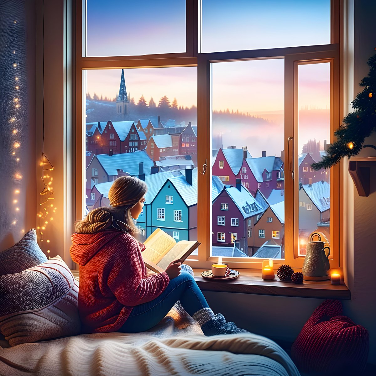 zero2zedGaming's tweet image. A Cosy Read With A Winters View #Winter #WinterView #Reading #Cosy #books #AI #AIArt #AIArtworks #DigitalArt #MachineLearning #AIArtCommuity #aiartist #windowview