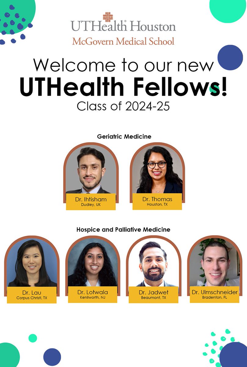 We are so excited about the match results and wanted to extend our warmest welcome to the incoming #geriatrics #hapc fellows @McGovernMed @UTHealthHouston! CONGRATULATIONS and welcome home!!!