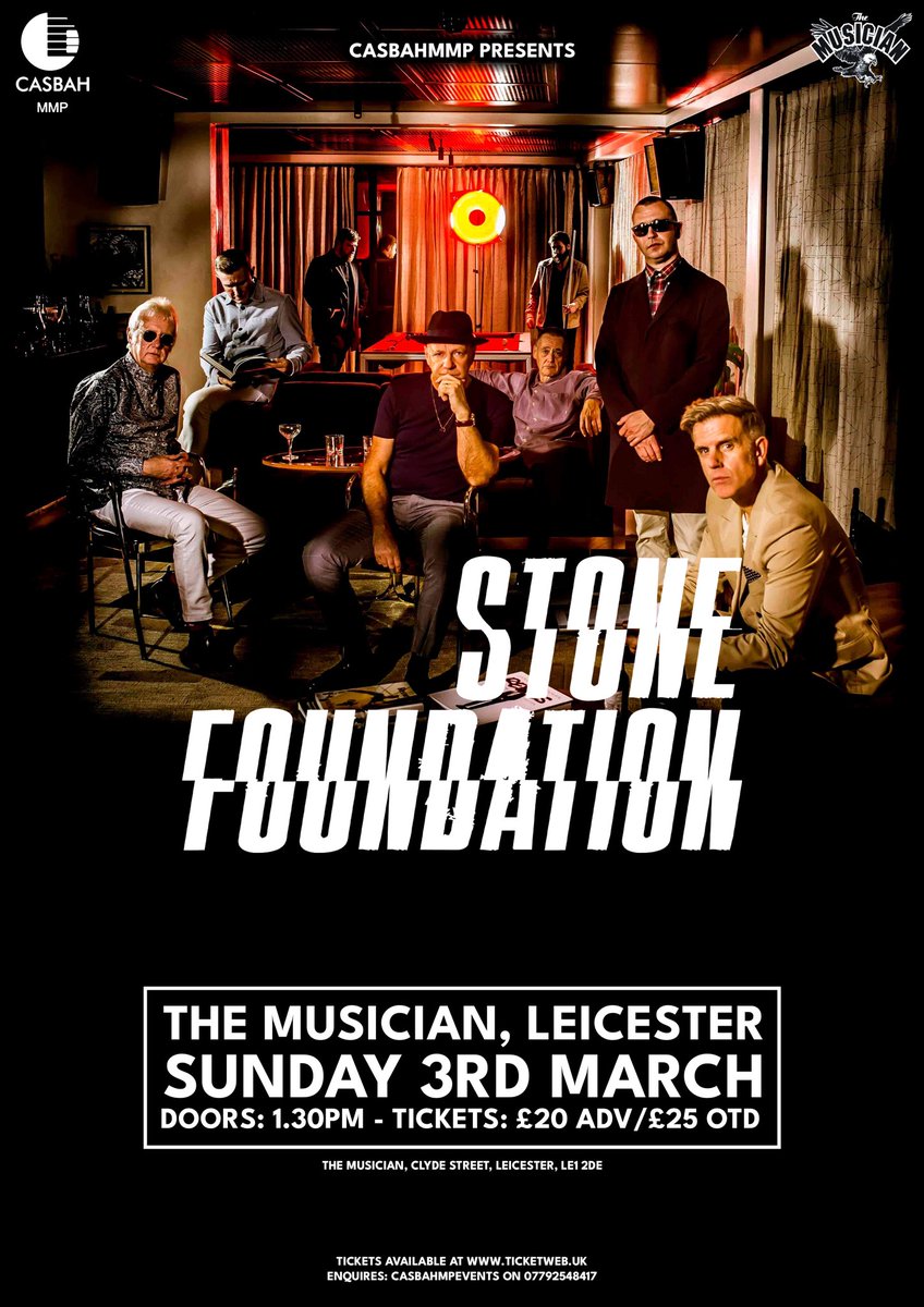 Coming up in #leicester. @HardwickeCircus @jerseybudd @ManoftheWorldPG @stonefoundation at @The_Sound_House and @MusicianVenue tix at @seetickets