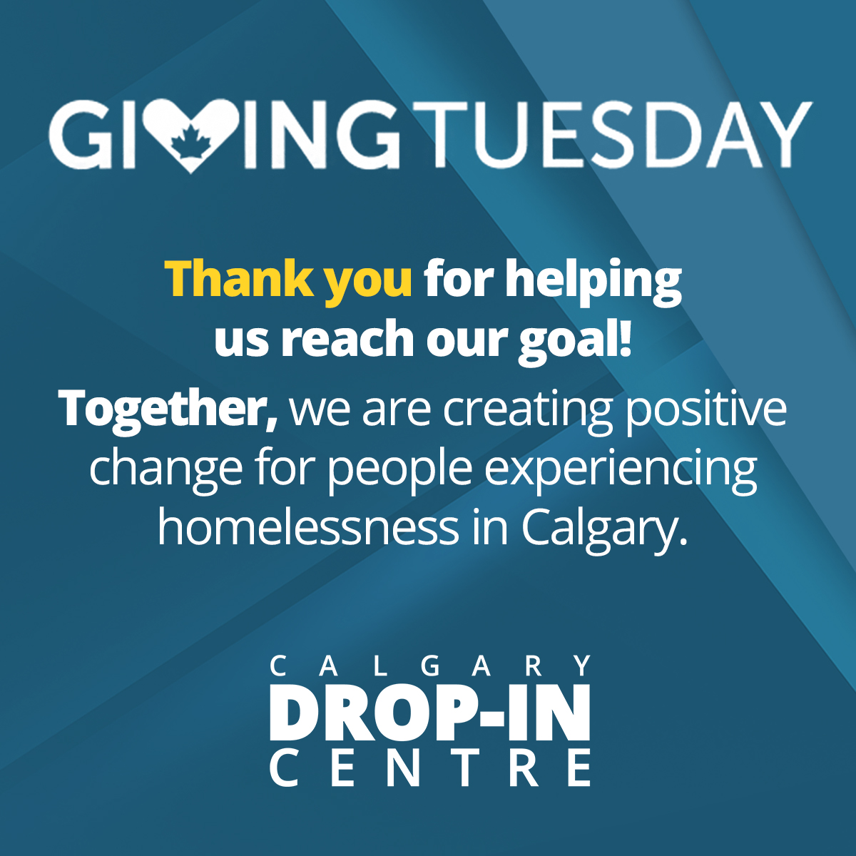 We are grateful beyond words for the incredible support shown this #GivingTuesday! Your generosity and kindness make a real difference. Together, we are creating positive change for people experiencing homelessness in Calgary.