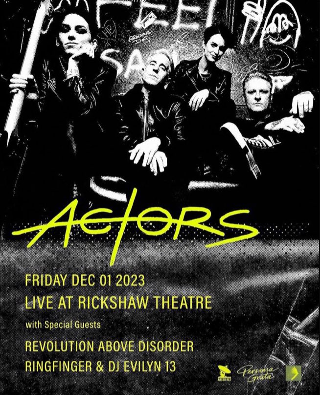 Vancouver Set Times

7pm Doors 

7:30pm DJ Evilyn13 
 
8pm Ringfinger 

8:45pm Revolution Above Disorder 

9:45pm ACTORS
@RVLTNBVDSRDR <a href="/rngfngr/">Ringfinger 🌙</a> <a href="/evilyn_13/">Evilyn13</a>
