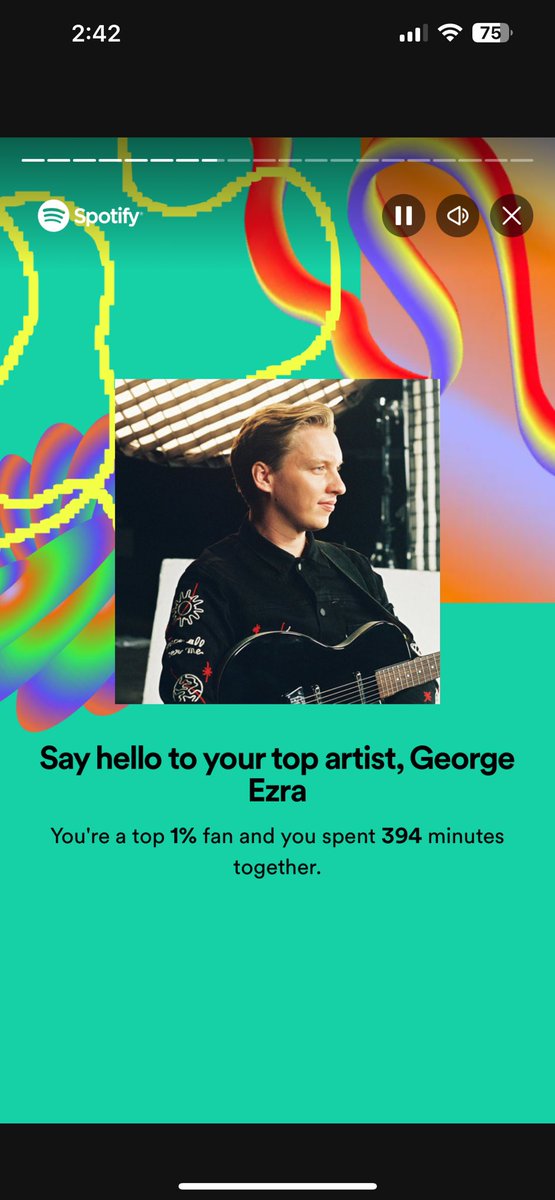 CameronWiki's tweet image. So found a new favorite artist this year apparently I was in the top 1% of @george_ezra listeners 😄 #SpotifyWrapped2023