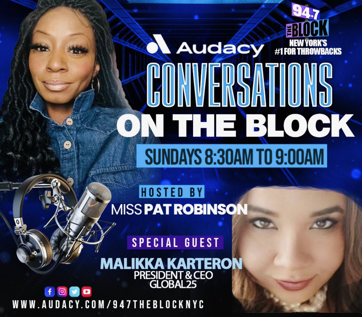 Sunday on @947theblock on @convos_ontheblock join me as we talk global with President &CEO of @global25_mdk Malikka Karteron. 🎤🎧