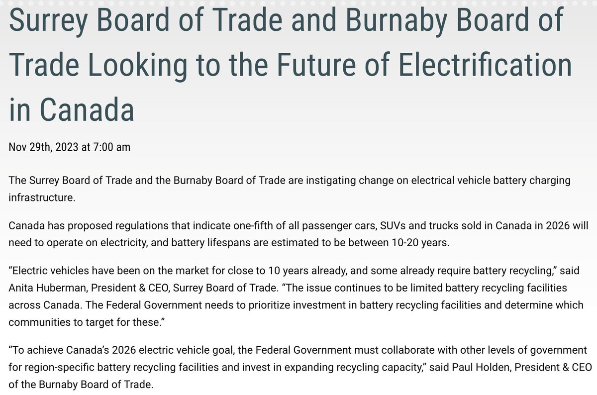 Anita Huberman (@anitahuberman) on Twitter photo Surrey Board of Trade and Burnaby Board of Trade Looking to the Future of Electrification in Canada
businessinsurrey.com/2023/11/surrey… <a href="/SBofT/">SurreyBoardofTrade</a> <a href="/BurnabyBOT/">BurnabyBoardofTrade</a> <a href="/CdnChamberofCom/">Canadian Chamber of Commerce</a> <a href="/CBCNews/">CBC News</a> <a href="/VancouverSun/">The Vancouver Sun</a> <a href="/redfmvancouver/">RED FM™ VANCOUVER</a> <a href="/CityofSurrey/">City of Surrey</a> <a href="/SurreyNowLeader/">Surrey Now-Leader</a> <a href="/PeaceArchNews/">Peace Arch News</a> <a href="/CityNewsVAN/">CityNews Vancouver</a> <a href="/CKNW/">CKNW</a> Surrey Board of Trade and Burnaby Board of Trade Looking to the Future of Electrification in Canada
businessinsurrey.com/2023/11/surrey… <a href="/SBofT/">SurreyBoardofTrade</a> <a href="/BurnabyBOT/">BurnabyBoardofTrade</a> <a href="/CdnChamberofCom/">Canadian Chamber of Commerce</a> <a href="/CBCNews/">CBC News</a> <a href="/VancouverSun/">The Vancouver Sun</a> <a href="/redfmvancouver/">RED FM™ VANCOUVER</a> <a href="/CityofSurrey/">City of Surrey</a> <a href="/SurreyNowLeader/">Surrey Now-Leader</a> <a href="/PeaceArchNews/">Peace Arch News</a> <a href="/CityNewsVAN/">CityNews Vancouver</a> <a href="/CKNW/">CKNW</a>