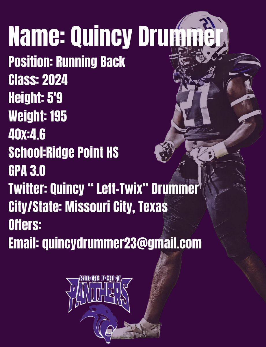 <a href="/quincy_drummer/">Quincy “ Left-Twix” Drummer</a> RB <a href="/RPHS_FB/">Ridge Point Football</a>
<a href="/Coast2Coastt/">Coast2Coast</a> @marchen44 <a href="/creolehammer17/">Ⓗⓐⓜⓜⓔⓡ🎙</a>
<a href="/BrandidSports/">BRANDID SPORTS</a> @RivalsCole <a href="/AFGP_Sports/">Adam Sandoval</a> <a href="/kingjeffpodcast/">Jeffrey Drummer</a>