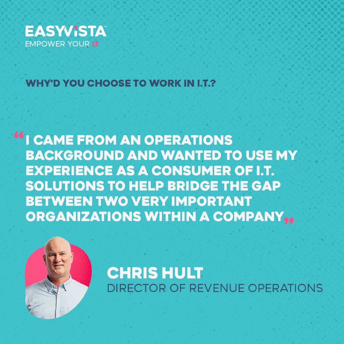 EasyVista's tweet image. Our employees share their thoughts on the question, "Why'd you choose to work in IT?"

From sales and marketing to engineering and help desk support, the IT Industry has many different paths you can take, and ways you can begin in the industry. 🧑‍💻

#EasyVitsta #1EV #EmpowerYourIT