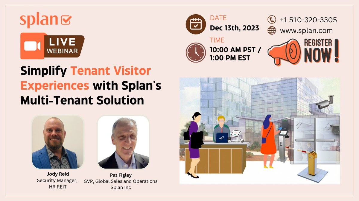 splanvisitor's tweet photo. Uncover the synergy of H&amp;R REIT and Splan Unified Badging &amp; Visitor Management Solutions in our webinar "Simplify Tenant Visitor Experiences with Splan’s Multi-Tenant Solution" on December 13th at 10:00 AM PST/1:00 PM EST.  Please register below: 

https://t.co/hC4dLaWmVI https://t.co/DPgdObgDxO