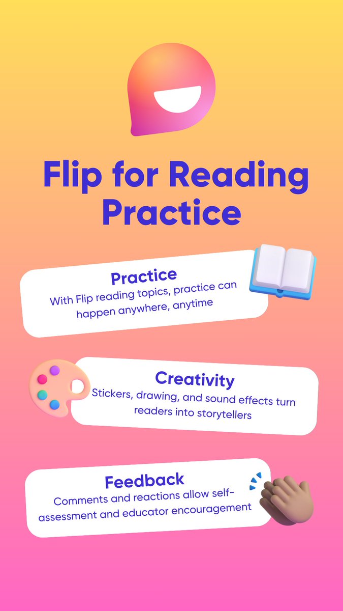 MicrosoftFlip's tweet image. Enhance your #literacy toolbox! 📚🧰

Try out this Flip topic to make reading practice fun, frequent, and fulfilling! 🙌

Share in the comments - what creative solutions are you using to combat #LearningLoss in your classroom? 💡

💖 admin.flip.com/discovery/part…
