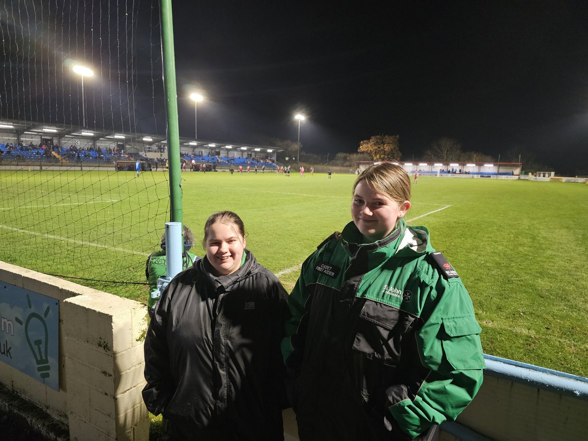 SJACRhyl's tweet photo. Two of our Cadets braved the weather tonight to help provide first aid cover at @ColwynBayFC.
We even had a little bit of snow! ☃️🥶 https://t.co/I7WuzocgYE