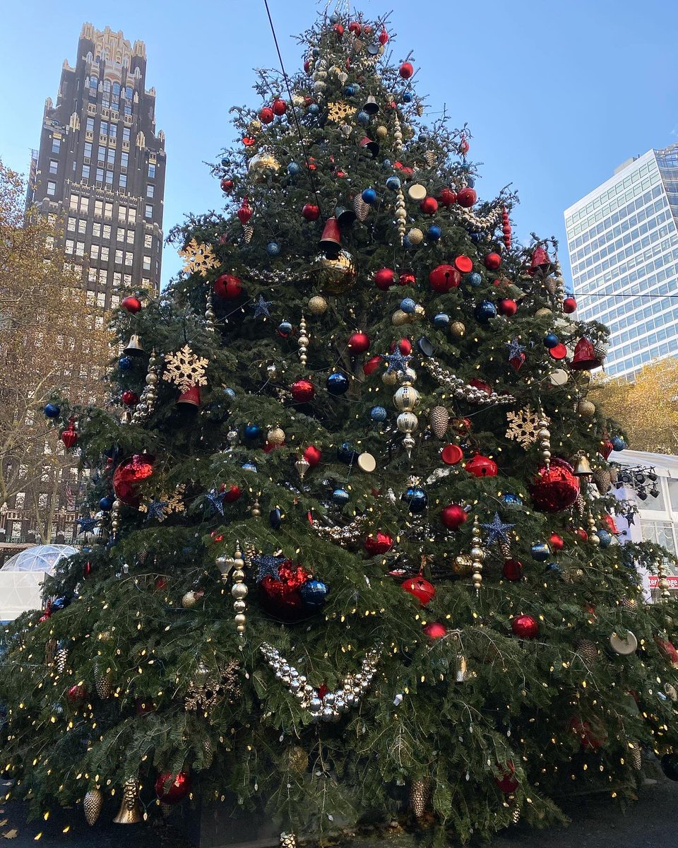 Patience and Fortitude are wearing festive wreathes, and the lobby of that main NY Public Library branch is always impressive. Bonus shot: the Bryant Park winter village tree.