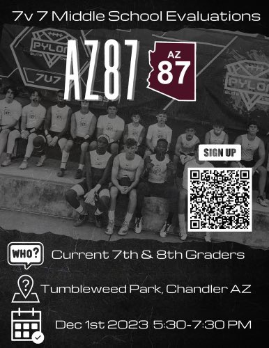 7v7 season is right around the corner. AZ87 is looking for competitive, hard working athletes looking to compete at the highest level.