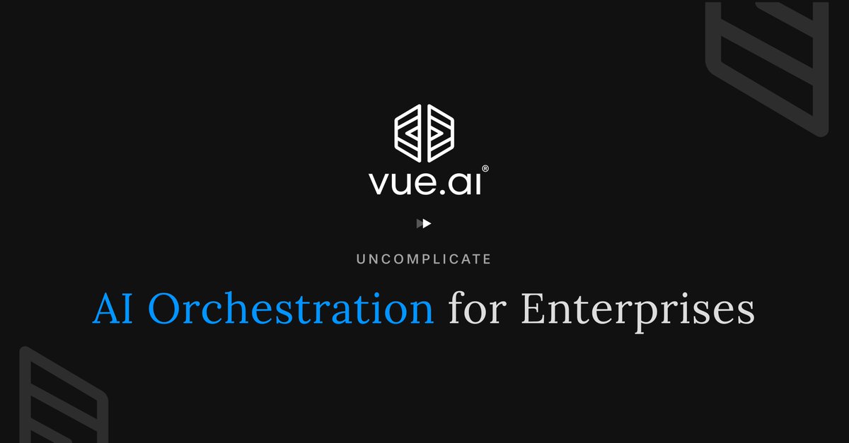 vue_ai's tweet photo. Exciting News from the Vue office! 🚀 

AI excellence for the better part of a decade culminates in a fresh perspective! We are thrilled to be an AI Orchestration platform, simplifying, delivering outcomes, and untangling complexities.  

#AIOrchestration #Uncomplicate #AI https://t.co/UqMlWV8V06