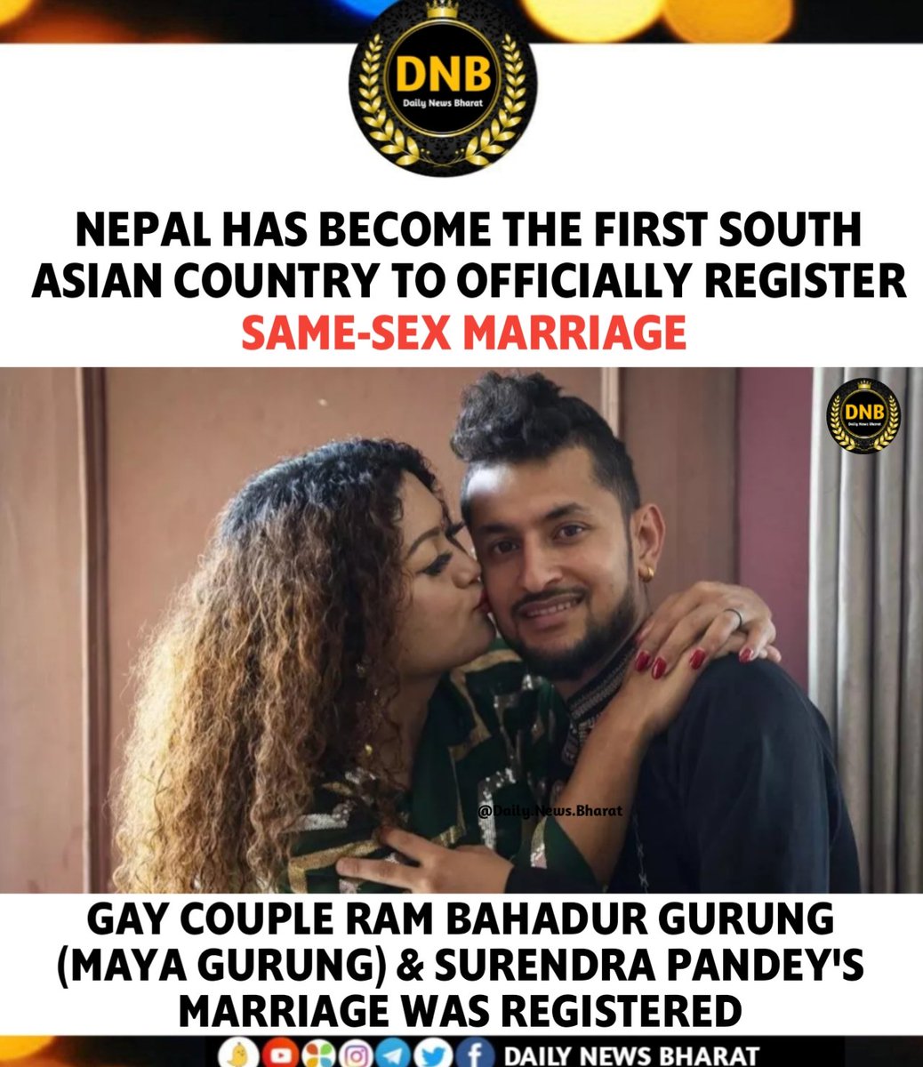 DNI_official_X's tweet photo. First same-sex marriage registered in Nepal.
#SameSexMarriage #LGBTQ #QueerCouples #Elonmusk #Nepal https://t.co/kamFAveRre