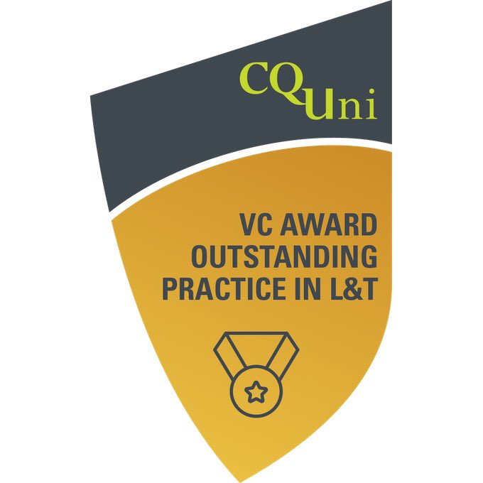 🏆2022 Vice-Chancellor's Award for Best Practice in Learning & Teaching - Higher Education (Tier 1), CQUniversity
🏆2023 Vice-Chancellor's Award for Outstanding Practice in Learning & Teaching (Tier 2), CQUniversity