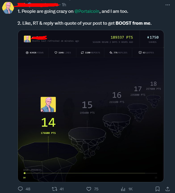 0xDJACK's tweet photo. Peoples trying to trick you with @Portalcoin here's why ! ⬇️

They saying you can get boosted with their account multiplier to gather many as possible peoples to interact. Targeting small account who starving of point. When the boost isn't working like this.

So what is this multiplier ? It only benefit the account when he interact with this official $Portal twitter. Cause ofc a big account who RT a @Portalcoin tweet need to be rewarded more for the audiance he give. 🤓

Interact to share the info and if you want more tips on how to optimize your farming !