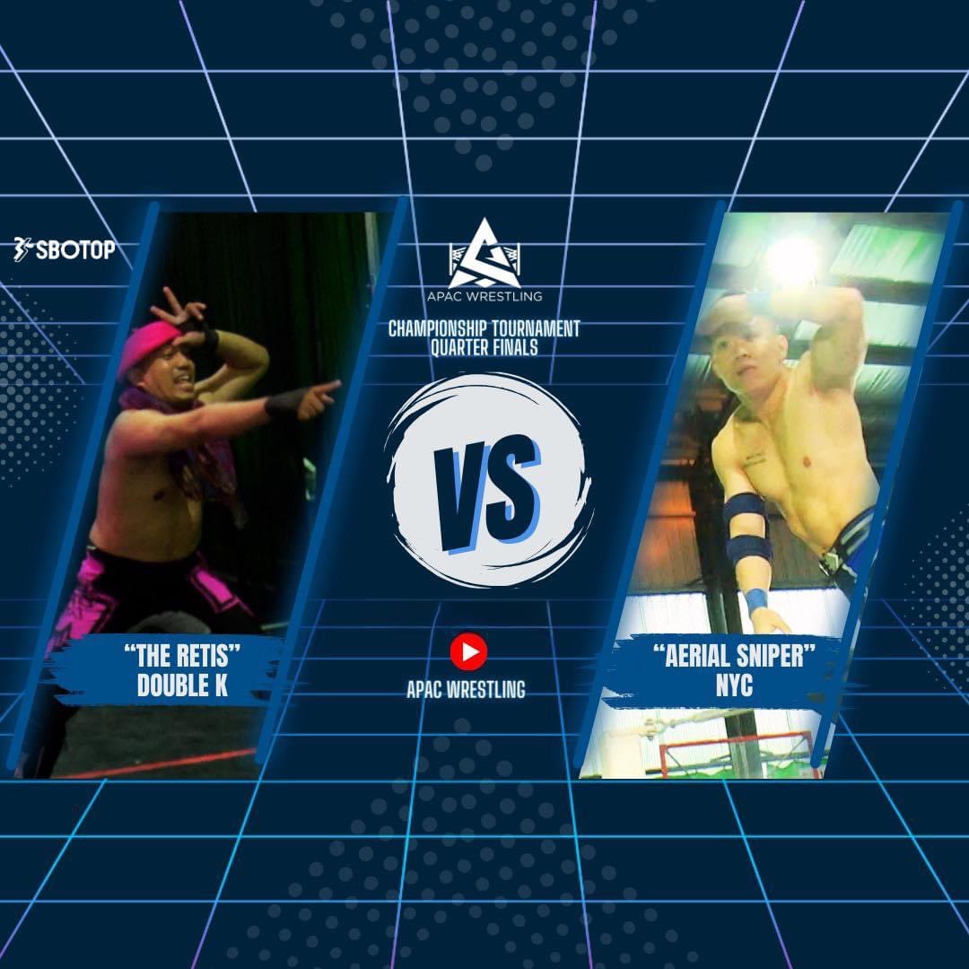 🔥🤼‍♂️ Brace yourselves for an epic showdown in the concluding APAC Wrestling Quarter Final tournament bracket! Witness the electrifying clash between 'The Retis' Double K and 'The Aerial Sniper' Nyc as they vie for supremacy in the ring! youtu.be/HFCGWyNhdYY?si…