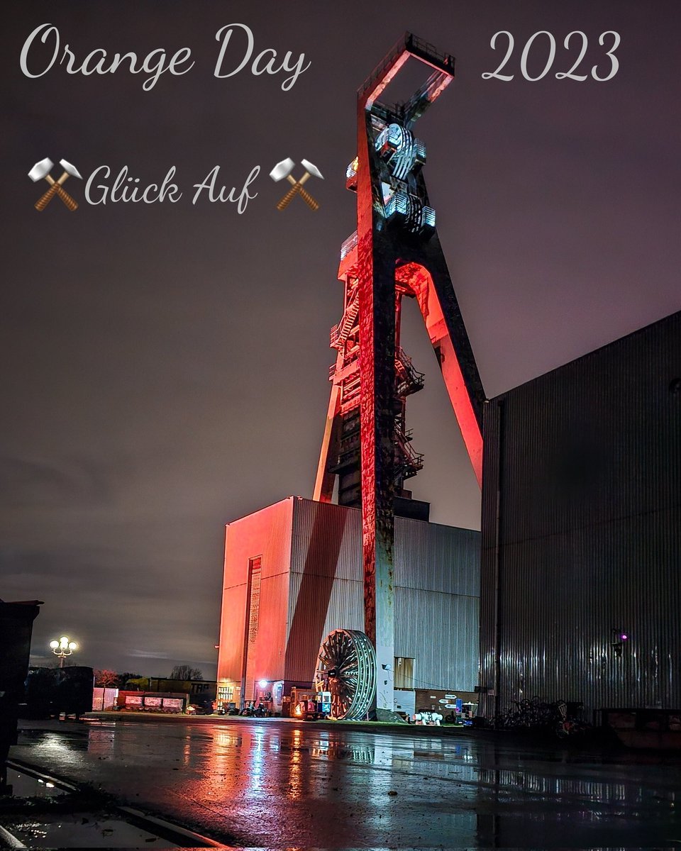 Orange Day 2023 am Förderturm der Zeche Hugo in Buer NRW. #mshobbyfotografie #buernrw #orangeday #orangeday2023 #gewaltgegenfrauen #zechehugoschacht2 #langzeitbelichtung #glückauf