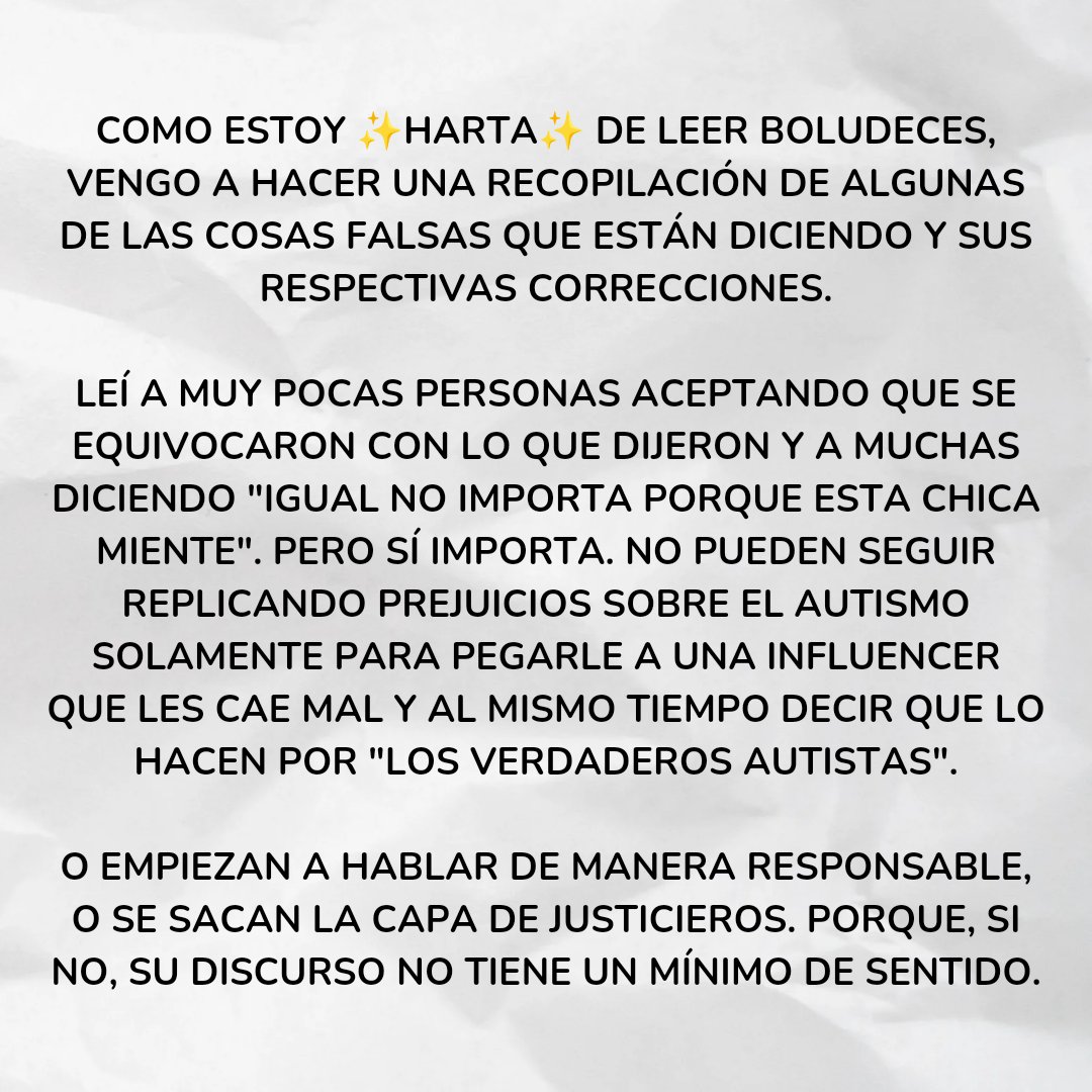 taisupe's tweet photo. quiero hablar sobre el sunny gate pero sin hablar de ella.

me interesa desmentir algunas de las cosas que están circulando sobre autismo y que son mentira. 

no quiero volver a leer que "no es contra los autistas" mientras sigan replicando prejuicios. https://t.co/3HQSBrbfJ0