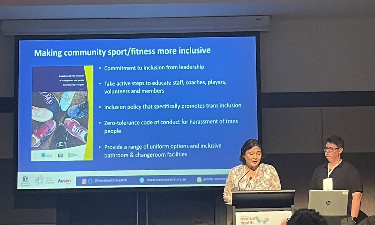 An impactful and timely presentation @SMHR #SMHR2023 by Sasha Bailey & Sav Zwickl, shedding light on the challenges faced by trans individuals in sports. A clear need for inclusive policies & proactive education to foster a safer space for trans participation in sports/fitness.