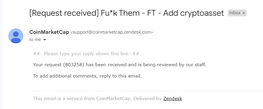 FuckThemCoin's tweet photo. Token listing request ID 803258

$FT Fu*k Them

@CoinMarketCap 

#CMC #FT https://t.co/lsgPToa6YB