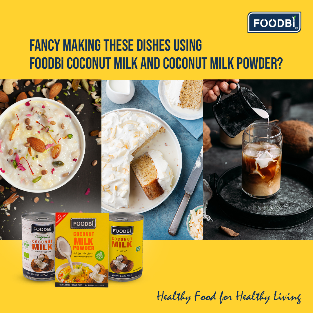 Foodbiglobal's tweet photo. Which of these dishes will you choose to make using FOODBi Milk &amp; Milk Powder?

With Zero preservatives, GMO, gluten, and bleach, it is a healthier alternative loaded with delicious taste.

FOODBi products are now available in UAE, Oman, Kuwait &amp; Qatar.

#foodbi #coconutmilk https://t.co/D4MP1Sg53d