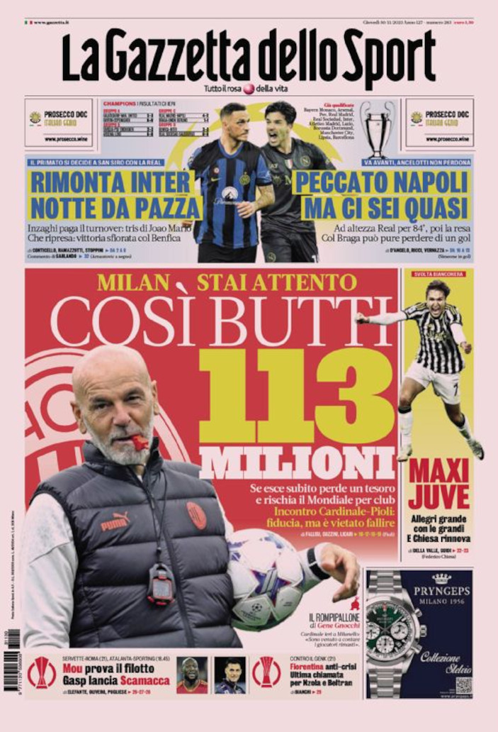 footballitalia's tweet photo. Thursday's Italian #Calcio headlines in English https://t.co/iRN3RBjABu #Napoli #FCIM #ACMilan #Juventus #ASRoma #Atalanta #Fiorentina #Lazio #SerieA #SerieATIM #RealMadridNapoli #RMANAP #BenficaInter #SLBFCIM #UCL #UEL #UECL https://t.co/69xLksKlc7