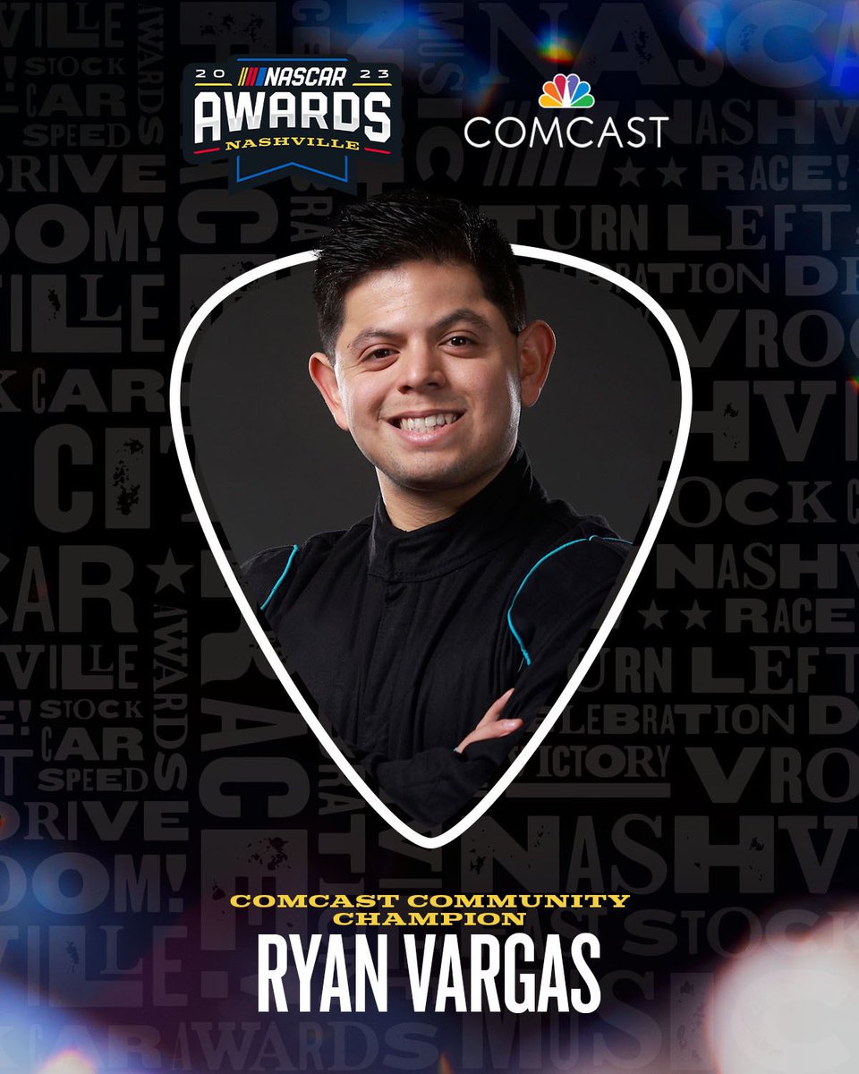 NASCAR's tweet photo. One incredible honor! 

Congratulations to @RyanVargas_23, the 2023 @comcast Community Champion of the Year! #NASCARAwards https://t.co/CLRukqwaf3