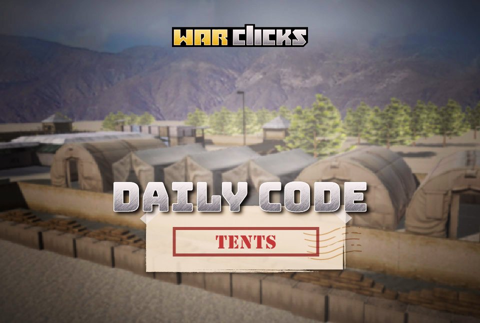 WarClicksGame's tweet photo. Every Tent in Boot Camp is important, optimize every one to its fullest potential. Here is the code/ today's reward: TENTS 
 Enjoy! 😊

#indiegame #indiegaming #gaming #indiedev #gamedev #gamers #webgaming #webgames #warclicks https://t.co/mMvHCpWqAx
