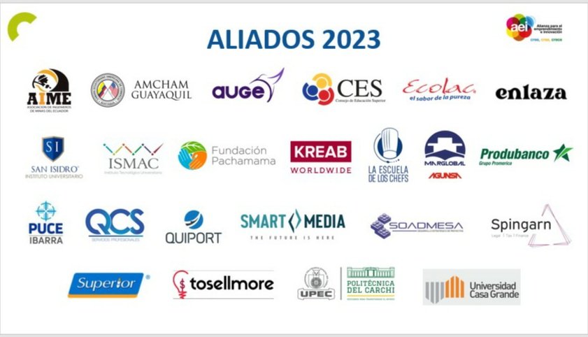 El camino recorrido en estos #10añosAEI ha sido muy fructífero, gracias al apoyo de nuestros aliados y hoy damos la bienvenida a:
@AIME_EC
<a href="/amchamgye/">AMCHAM Guayaquil</a>
<a href="/augeaceleradora/">auge aceleradora</a>
<a href="/ces_ec/">CES</a>
#Ecolac
#Enlaza
<a href="/sanisidroits/">Instituto San Isidro</a>
<a href="/TecnoUniISMAC/">INSTITUTO UNIVERSITARIO ISMAC</a>
#FundaciónPachamama
<a href="/KreabEcuador/">KREAB Ecuador</a>
<a href="/deloschefs/">La Escuela de los Chefs</a> 
(Sigue hilo)