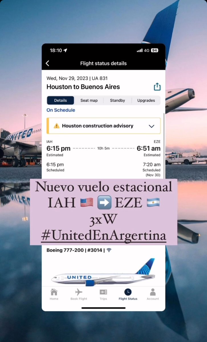 Hoy arranca la nueva frecuencia estacional desde Houston 🇺🇸 hacía Buenos Aires 🇦🇷 de #UnitedEnArgentina ✈️💙 3 veces por semana 🫶