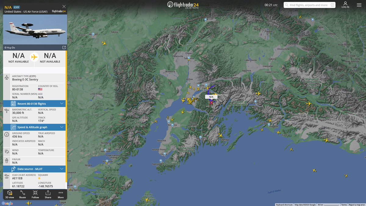 AIYeyENGDdJkjTr's tweet photo. Nov. 30, 2023
#Anchorage Elmendorf Air Force Base

#NoCALLSIGN #AE11EB USAF E-3C Sentry https://t.co/0sZpj2dPCW
