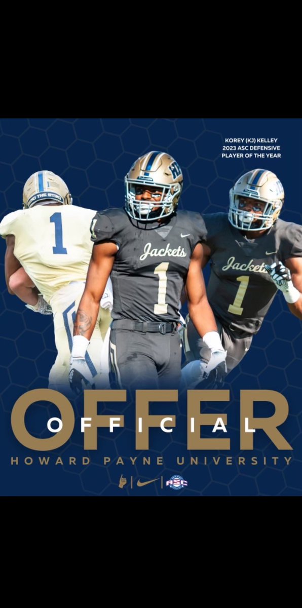 Beyond blessed to receive an official offer from <a href="/HPUFootball/">Howard Payne University Football</a> to further my football career Thank You

<a href="/CoachBSmithey/">Brad Smithey</a> 
<a href="/HPUFootball/">Howard Payne University Football</a>