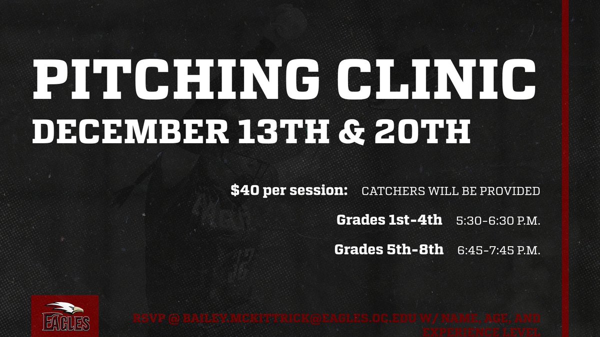 OC Softball (@oceaglessb) on Twitter photo November pitching clinics filled up very fast, so why not add some more in December!! Come join <a href="/BayMcKittrick/">Bailey McKittrick</a> and <a href="/paytonfoster5/">Payton Foster</a> to learn some skills and drills from the mound! Spots fill up quickly, email Bailey asap! #TalonsUp November pitching clinics filled up very fast, so why not add some more in December!! Come join <a href="/BayMcKittrick/">Bailey McKittrick</a> and <a href="/paytonfoster5/">Payton Foster</a> to learn some skills and drills from the mound! Spots fill up quickly, email Bailey asap! #TalonsUp