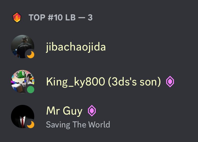 There are now 3 people that have the (Top #10 LB) role in the Kubo discord server! <a href="/MrGuyAndCandy/">Mr Guy And Candy - (Dad and Daughter)</a>