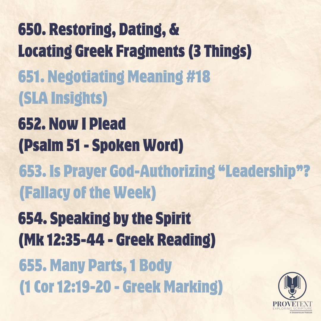 GlossaHouse's tweet image. Midweek ProveText Podcast Resource Recap! Check out these episodes and more at youtube.com/@glossahouse!#… #languageresources #biblicallanguages #greek #fallacy #greekroot #koinegreek #polyglot
