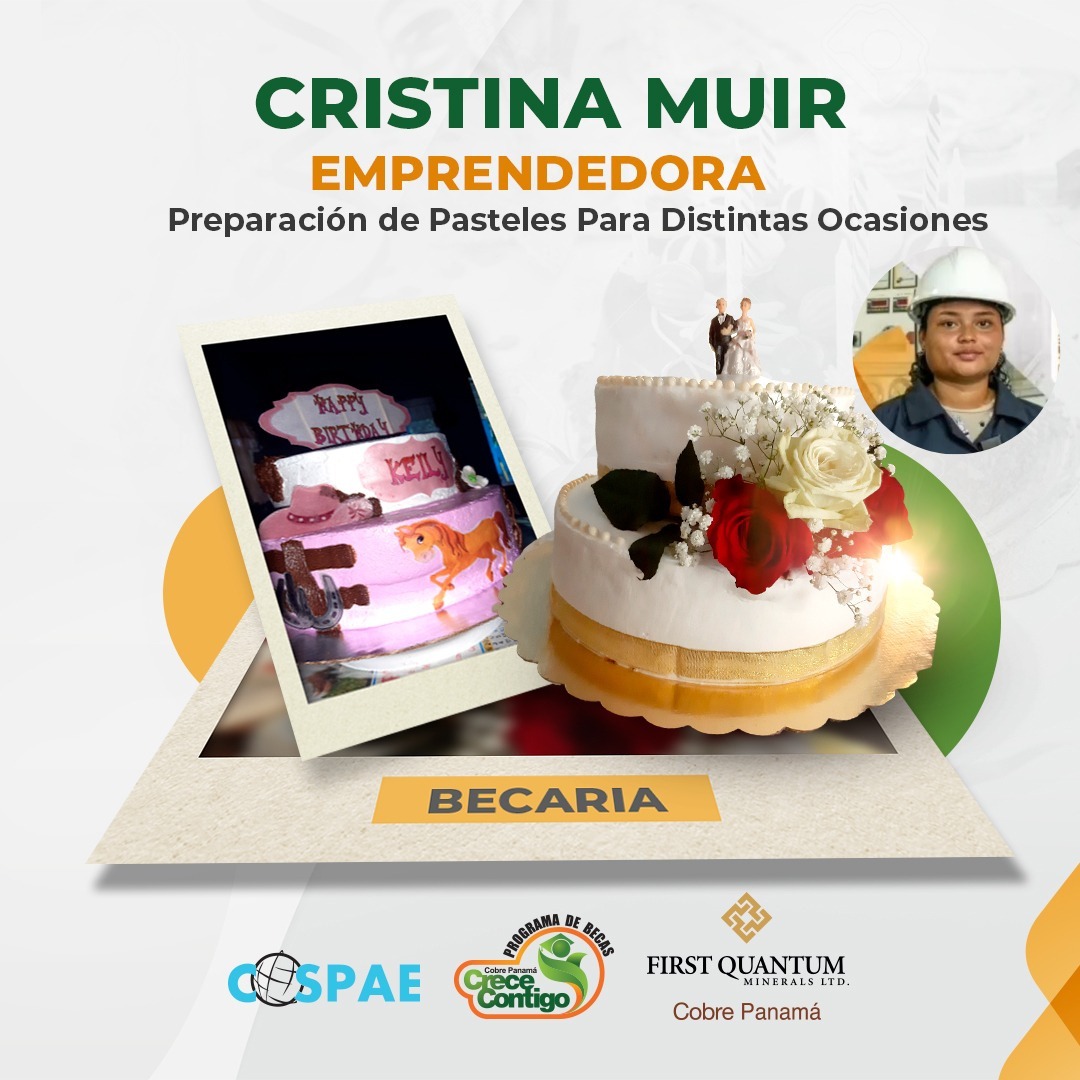 Cerrando este mes de noviembre, enaltecemos la creatividad y #emprendimiento de Cristina Muir, becaria del programa #CobrePanamáCreceContigo Complementar los estudios con actividades alternas también es hacer patria. Muchas felicidades! #CoSPAE #becarios #Coclé #Mujer