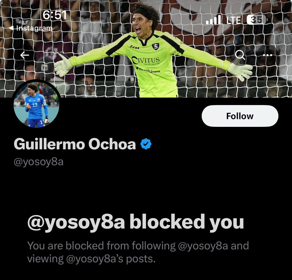 porktendencia's tweet photo. Cómo olvidar cuando Guillermo Ochoa nos bloqueó porque le metieron un golazo y se hizo tendencia por eso https://t.co/F4JmmItTlh