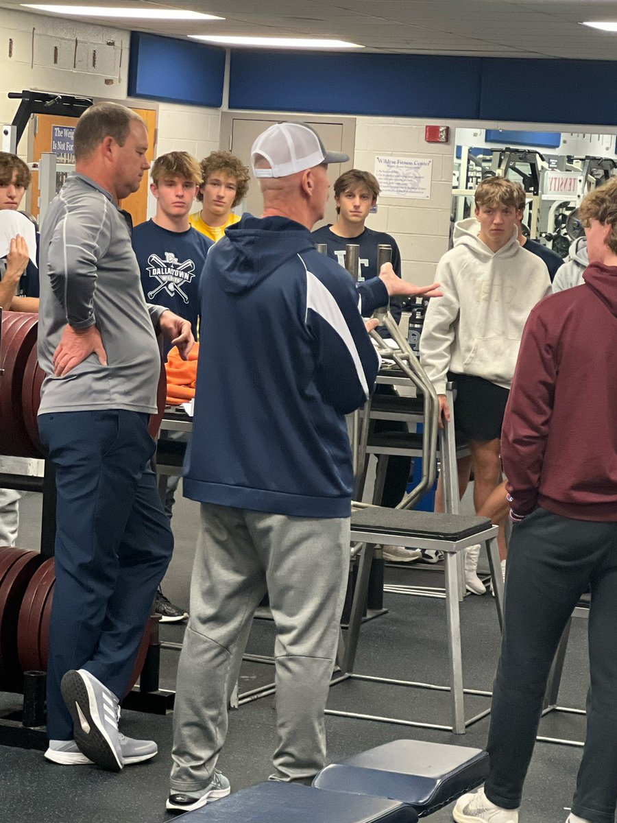 Today we welcomed back Coach Gladfelter as he stopped by to see our DT baseball family. Fresh off of beating cancer…… it was a great surprise to see him today! A lot more happens in the weight room than getting stronger…. #family #BeatCancer #ALLIN