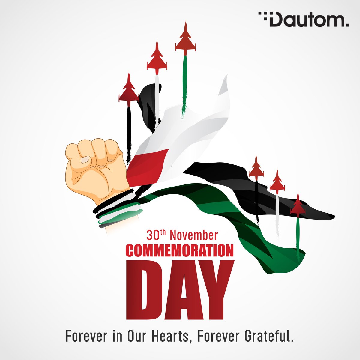 DautomTech's tweet image. On UAE Commemoration Day, we pause to remember and honor the sacrifices of our heroes who have given their lives for the nation. Their courage and dedication inspire us to continue serving our great country. 

#Dautom #RememberingHeroes #UAE