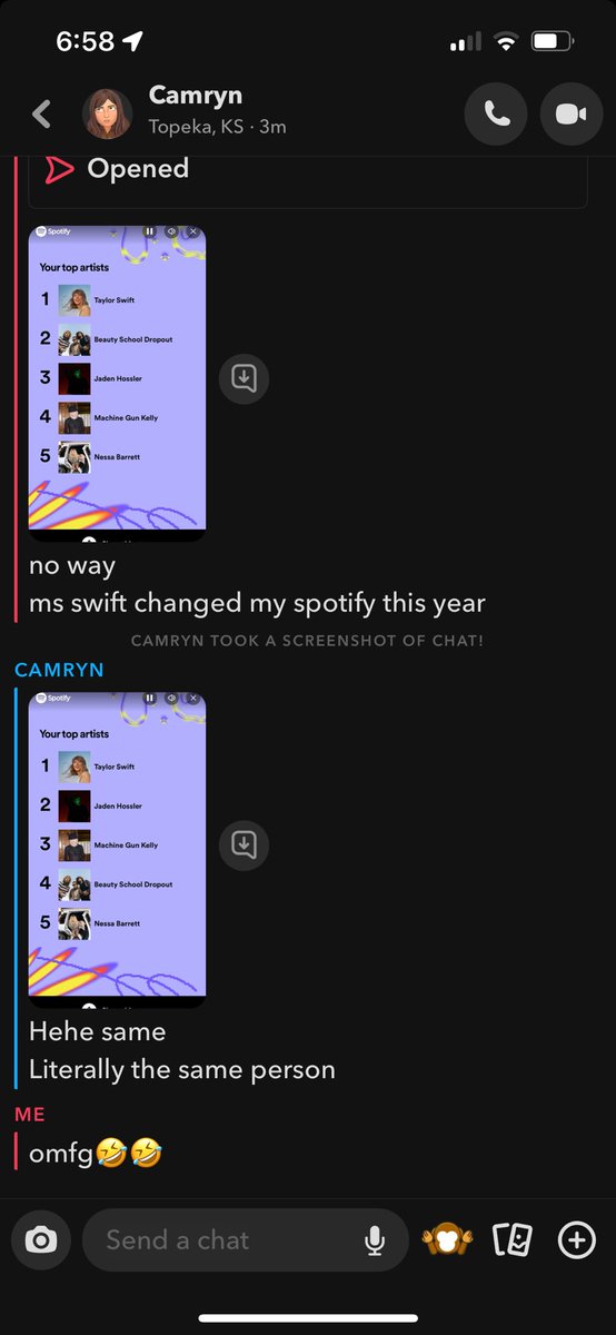 just two besties, hundreds of miles away from each other, with the same top 5 artists😂 this is why we’re roadtrip buddies for life🫶🏽🫶🏽 <a href="/Cam_Joe_12/">Cam</a>